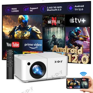 【Xgody】[X2] Smart Projector Built-in Android 12.0 with Bracket, 720P 4K Portable Projector with 150" Screen, Auto Keystone Correction, Electric Focus