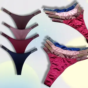 No Show Thong V-waisted Stretch Breathable Sexy Panties Underwear 4Pack No More Panty Lines with Seamless Breathable Comfortable Underwear