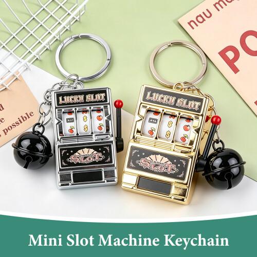Mini Fruit Slot Machine Keychain Novelty Keyrings Lucky Charm Novelty Gifts Mini Casino Pendant Bag Charm Mini Bag Keyring for Kids Adults
