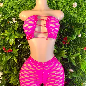 Ecstasy ( Two piece strapless bralette with lace up biker shorts)