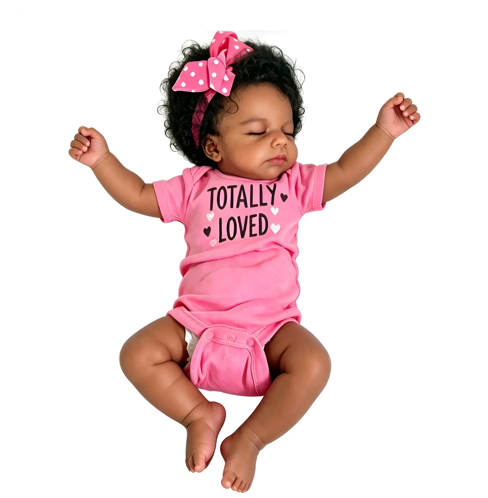 19 Inch Black Skin Reborn Toy Doll Vinyl Head & Limbs Cloth Body Sleeping Newborn Doll Complete Outfit Set Girls Play Collectible Birthday Gift for 3+