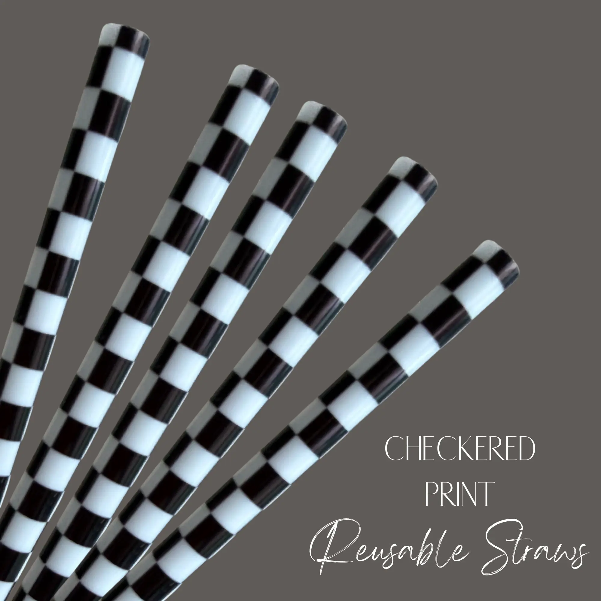 Checkered Print Straw(24oz)