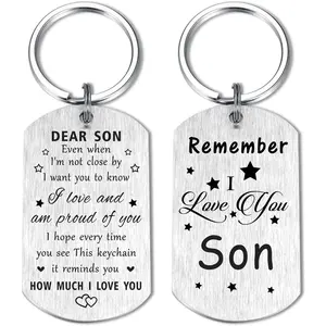 X-BY172  Remember I Love You Son Birthday Gifts, Best Proud of Son Keychain for Our Teen Boy, Fathers Day from Mom