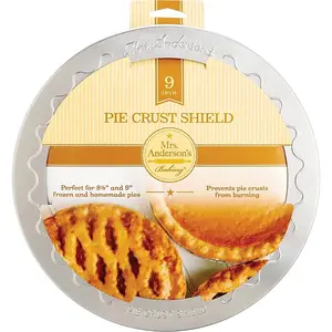 Mrs. Anderson’s Baking Aluminium Pie Crust Protector Shield, Fits 9-Inch Pie Plates, Aids Blind Baking, Prevents Burning, Bake