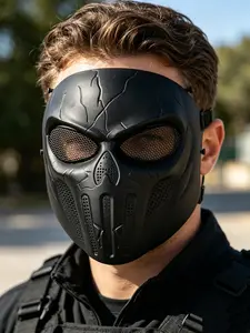 Breathable Full Face Mask for Outdoor Sports, Comfortable Cosplay Game Mask, Film Shooting Prop, All-Season Solid Style, Protection