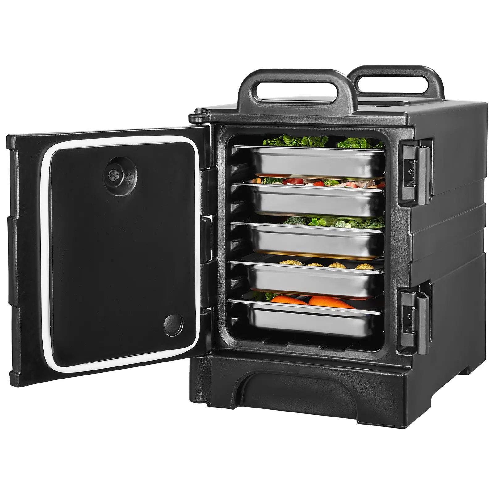 VEVOR Insulated Food Pan Carrier,  81 Qt Hot Box for Catering, Food Box Carrier with Double Buckles, Front Loading Food Warmer with Handles, Stackable End Loader for Restaurant, Canteen