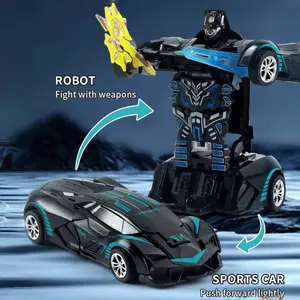 New Cool Kids Transforming Robot Toy, One-Button Transformation, Inertia Collision, Stress Relief, Christmas Gift for Boys Aged 3+