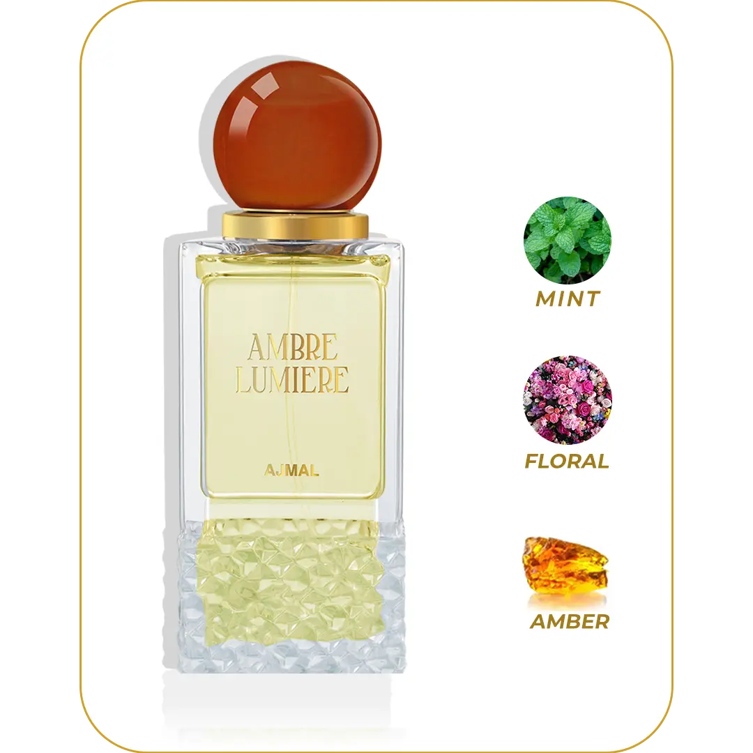 Ajmal Ambre Lumiere Perfume - Mint Floral Amber Scented Eau de Parfum for Women and Men