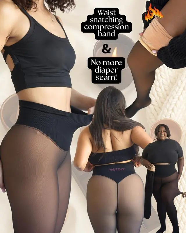 NEW COMPRESSION BAND & ONE SEAM OPTION! THEORIGINAL MAGIC FLEECE LINED LEGGINGS XXS TO 3XL 4SHADES CLOSED FOOT Fleece Tights Plus Size LightBrown Fur Cozy Comfort