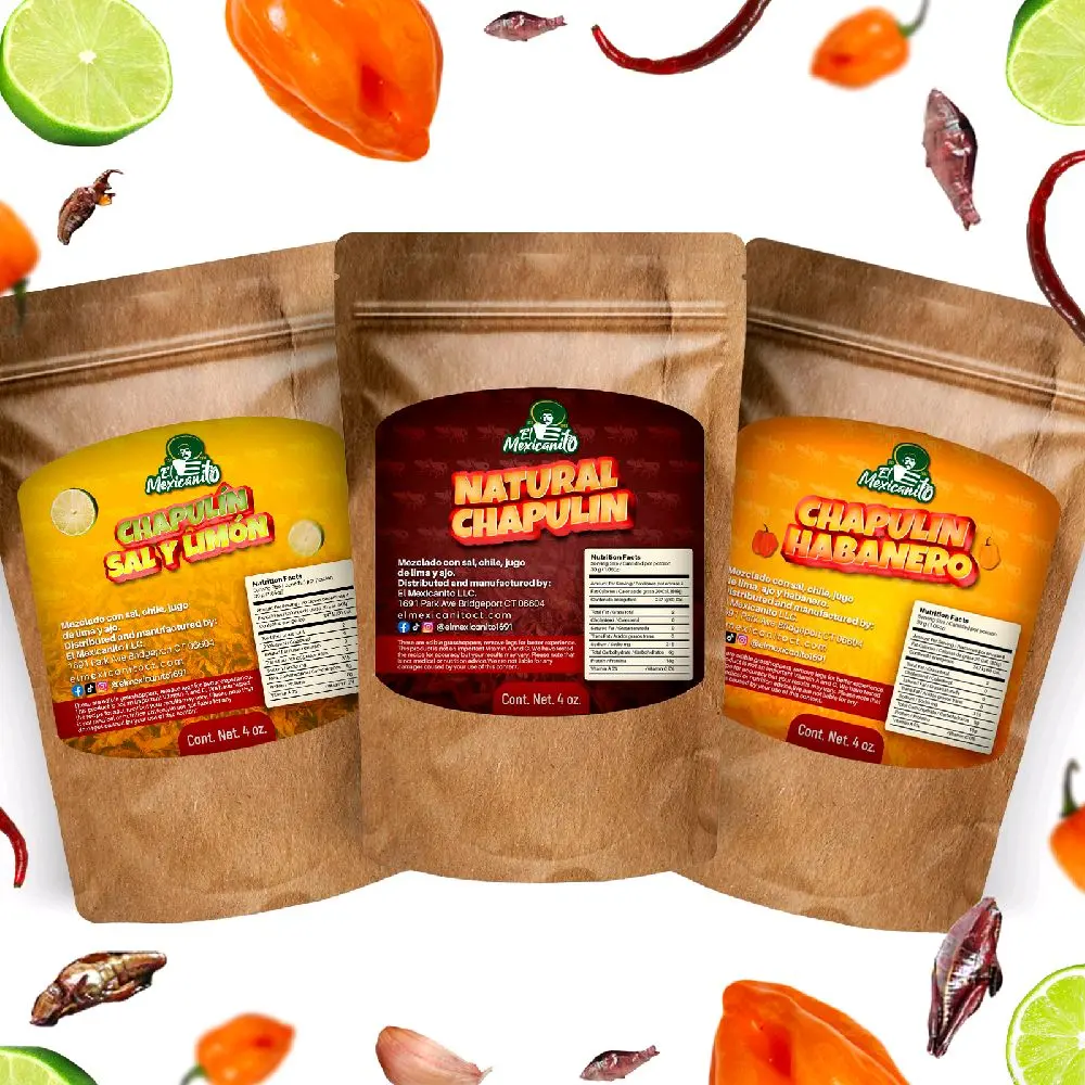 Chapulines 3 Pack - Habanero, Garlic With Salt & Lime, Chile De Arbol Salt Lime Garlic - 4oz Snack Pack for Versatile Flavor Enhancements - Savory, Spice