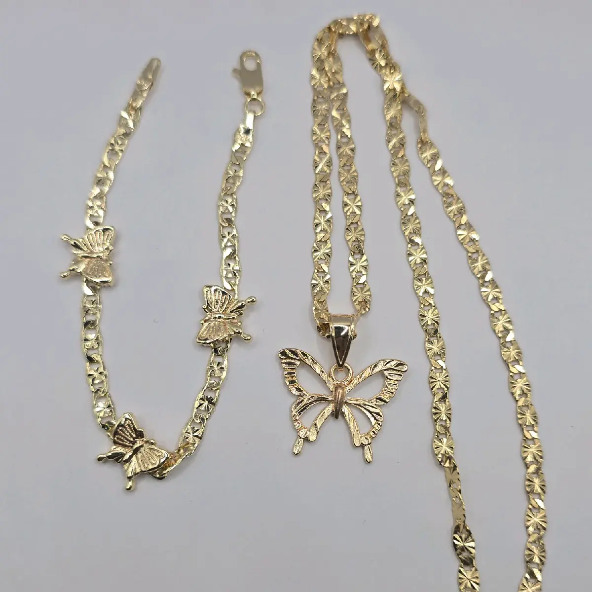 Butterflies set   necklace with bracelet  regular style gold-plated  18"inches 24"inches available fashion design
