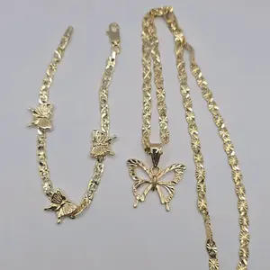 Butterflies set   necklace with bracelet  regular style gold-plated  18"inches 24"inches available fashion design