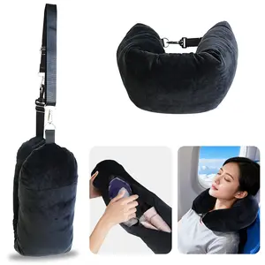 Travel U-Shaped Pillow Can Be Filled with Clothes And Daily Necessities, Lightweight Soft U-Shaped Travel Pillow with Storage Pocket, Essential for Flying