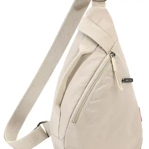 Unisex Sporty Beige Color Minimalist Sling Bag, Fashionable Casual Versatile Zipper Chest Bag for Daily Life, Trendy All-match Sling Bag for Women & Men, Zipper Fanny Pack