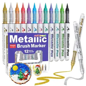 Guangna Soft Tip Acrylic Paint Pens, DIY Drawing Markers, Art Marker Set for Scrapbooking, Paper, Rock Painting, Ceramic, Glass, Wood, Fabric, Canvas