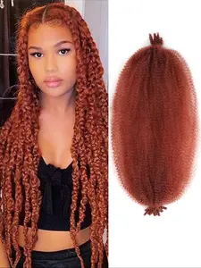 Kinky Twist Marley Braiding Crochet Hair Synthetic Pre-Separated Springy Afro Twist Hair For Butterfly Locs Braids, Synthetic Fiber Wig 16/24 Inch