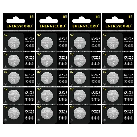 ENERGYCORD 20pcs CR2032 Lithium Button Batteries - 3V, High Density, Airtight, Leak-Proof, Energy Efficient, Dual Crimps, Long-Lasting CR2032 Cells for Watches, Calculators (Electronics Accessories Replacement), 20Pcs Cr2032 Batteries