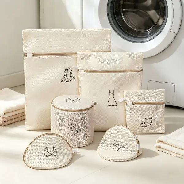 6-piece double mesh laundry bag setspecialized for washing machines protective bagsfordelicate garments reusable laundry bagsforunderwear bras,and socks;designed for home laundry use.accessory product tool wash cleaning storage compact zipper self-locking