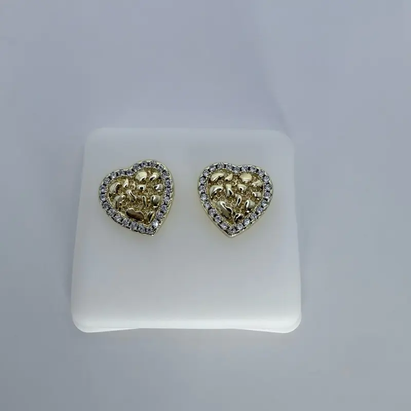 Gold Plated Nugget Earrings Heart Style Fashion Earrings Beautiful Earrings for Stylish Accessories
