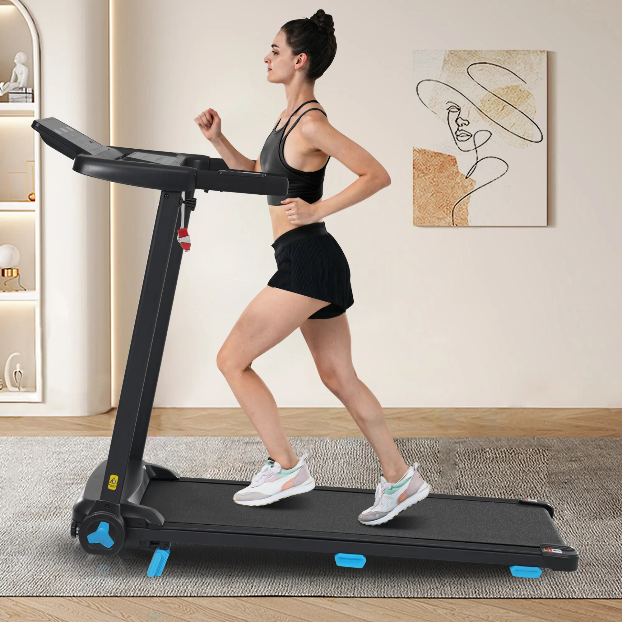 SAVEYOUR Foldable Quiet Treadmill for Home Gym, Bluetooth Speaker, Type C Charging, Incline Adjustment, 300lbs Weight Capacity Home Gym Equipment Home Workout Station