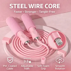 9.8ft Adjustable Tangle-Free Jump Rope (Pink/Black), Non-Slip Foam Handles for Home Cardio & Fitness 9.8ft Adjustable Tangle-Free Jump Rope (Pink/Black), Non-Slip Foam Handles for Home Cardio & Fitness