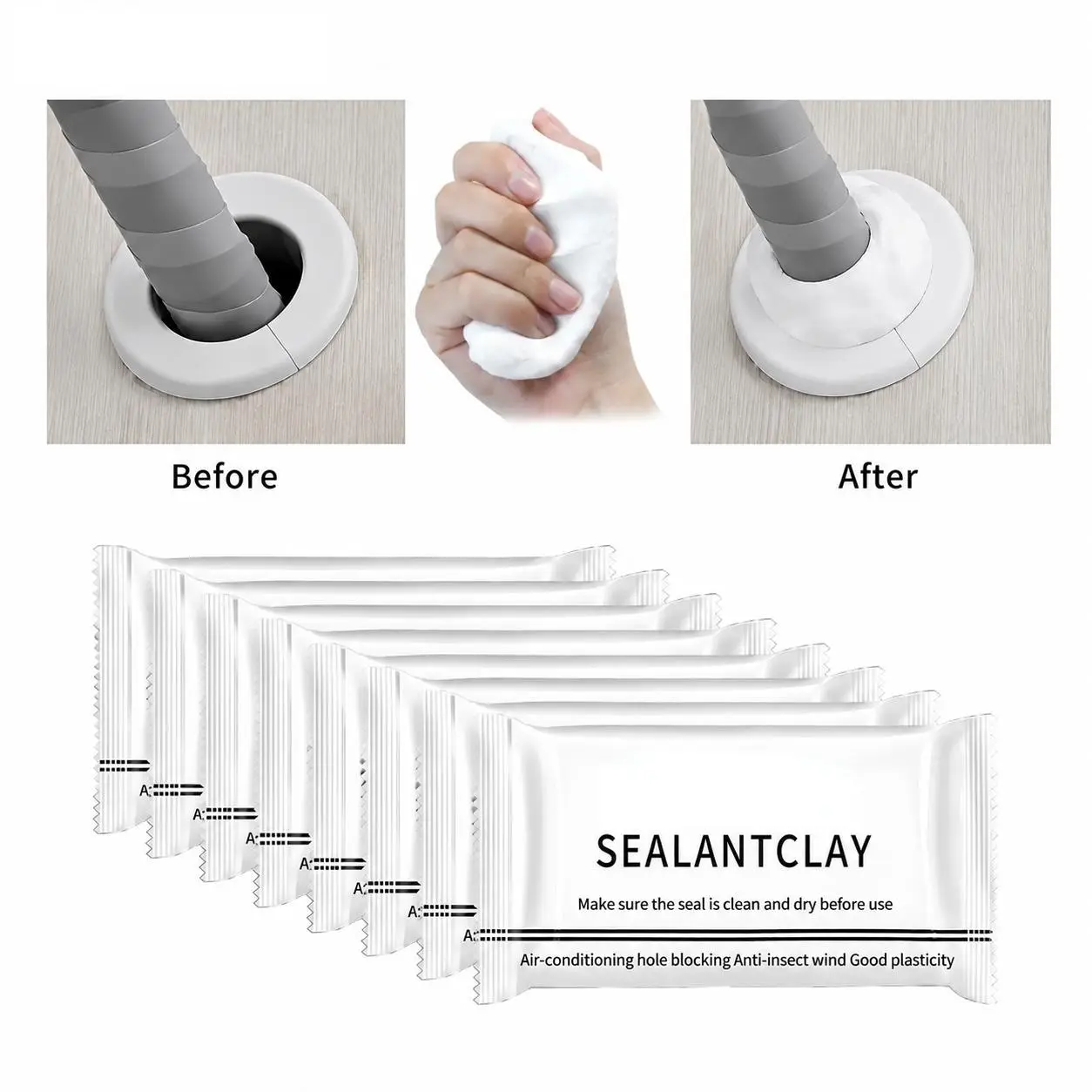 10/20PCS Eco-Friendly Sticky Sealant Clay, Quick-Curing Strong-Adhesion Adhesive Caulk, Waterproof Oil-Resistant Pest Control for Air Conditioner Holes, Wall Cracks