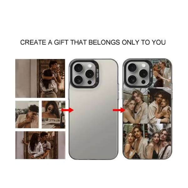 Color Silver Couple Photo Collage iPhone Phone Case — Exclusive Custom Gift for Boyfriend & Girlfriend — Compatible with Series 12–17