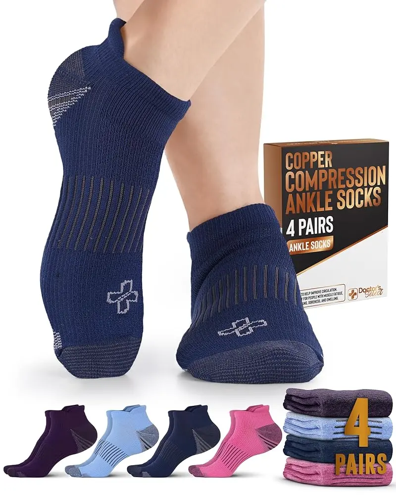 Navy/Light Blue/Purple/Pink - 4 Pairs
