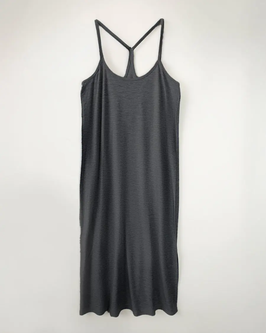 Women's Soft Polyester Slip Dress, Spaghetti Strap Y-Back Nightgown, Stretchy Calf-Length Style for Loungewear, Nightwear, Comfy, Modest, Day, Racerback, Lightweight, Casual, Scoop Neck