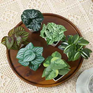 1est 6count mini Artificial green plant potted plants, Artificial faux greenery, are suitable for bedrooms, living rooms, studies, offices. They feature a Nordic style, are suitable for all seasons, and boast a fresh and minimalist design