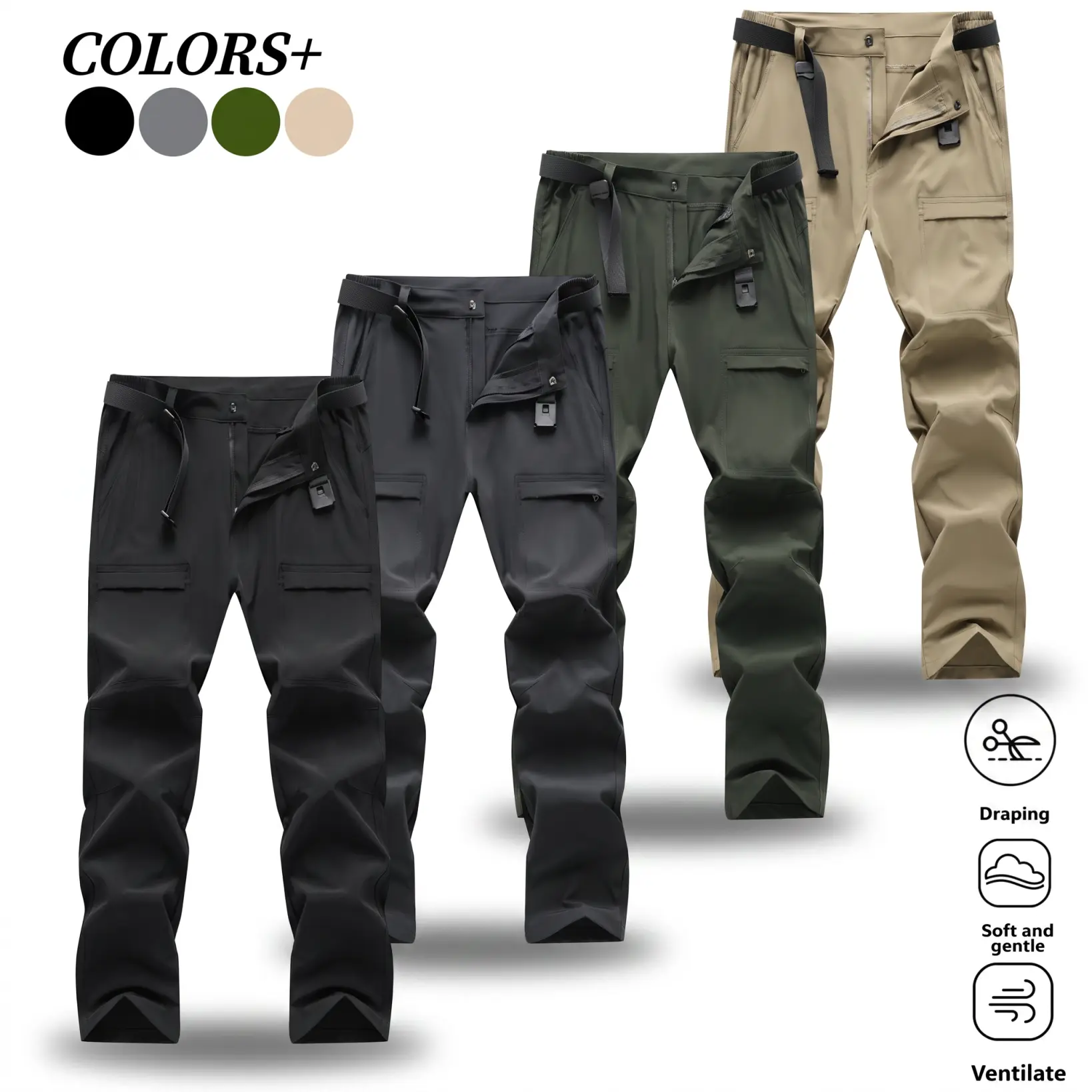 Women’s tactical cargo pants—durable work pants with multiple pockets, suitable for outdoor construction and hiking; regular fit with a solid color and adjustable waistband; ideal for camping, travel, outdoor activities, fishing, and wildlife parks.
