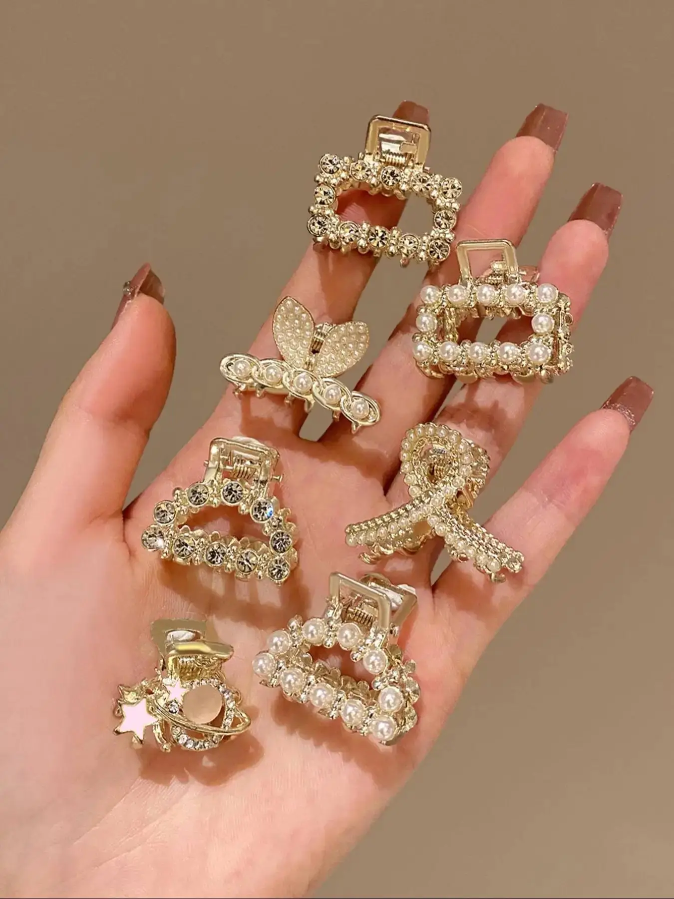 Faux Pearl Decorated Hair Claw, 7counts Cute Accessories for Women & Girls, Minimalist Summer Outfits 2024 Headwear for Hair, Party, Daily Clothing De