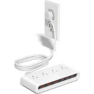 10-in-1 USB  Station with AC Outlets, Surge Protector Power Strip with USB Ports PD 20W, 4.9ft USB Extension Cord for /Office/Travelling Essentials