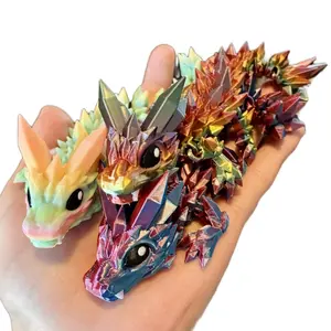 Articulated Baby Crystal Dragons | 3D printed plastic articulated crystal dragon fidget toy for fun and stress relief - Decor Multicolor Gift