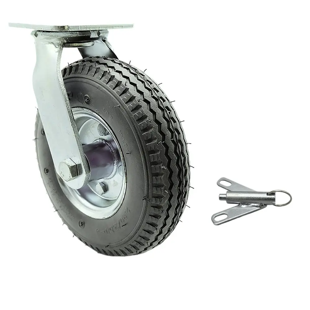 Service Caster SCC-100S280-PNB-GRY-BSL 8 in. Swivel Pneumatic Caster Gray Rubber Wheel & Bolt on Swivel Lock Heavy Duty Caster