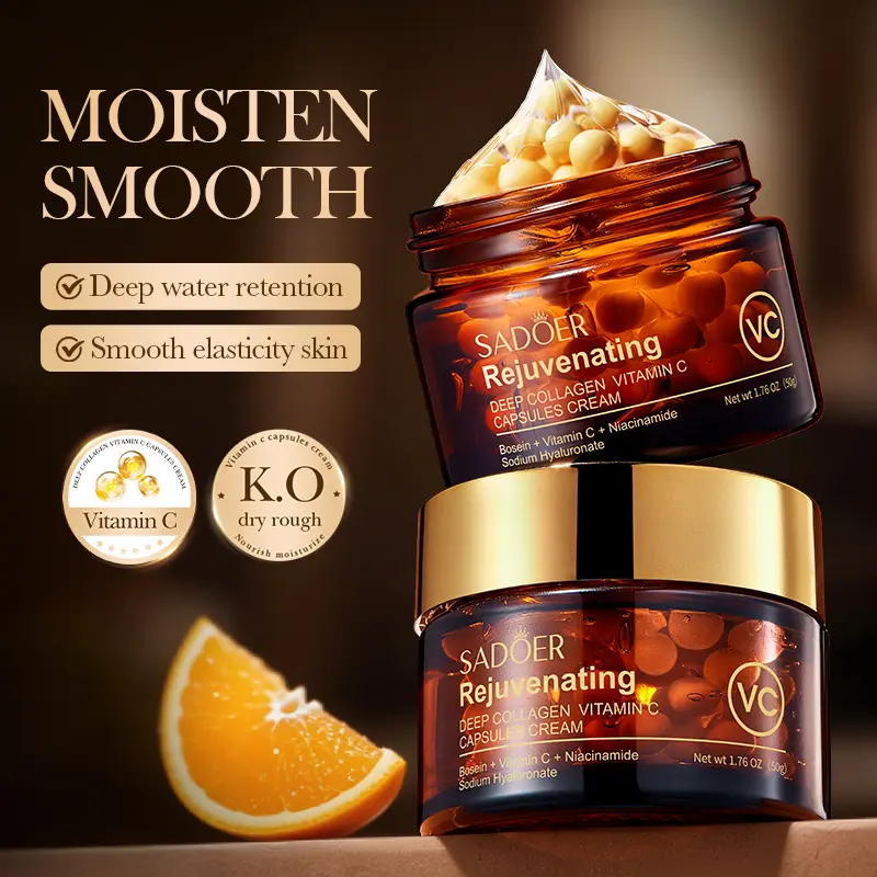 Deep Collagen Vitamin C Face Capsule Cream, Hydrating Skin Repair Cream with Pro-VC Niacinamide Plump Soft Dry Flaky Skin Daily Facial Moisturizer
