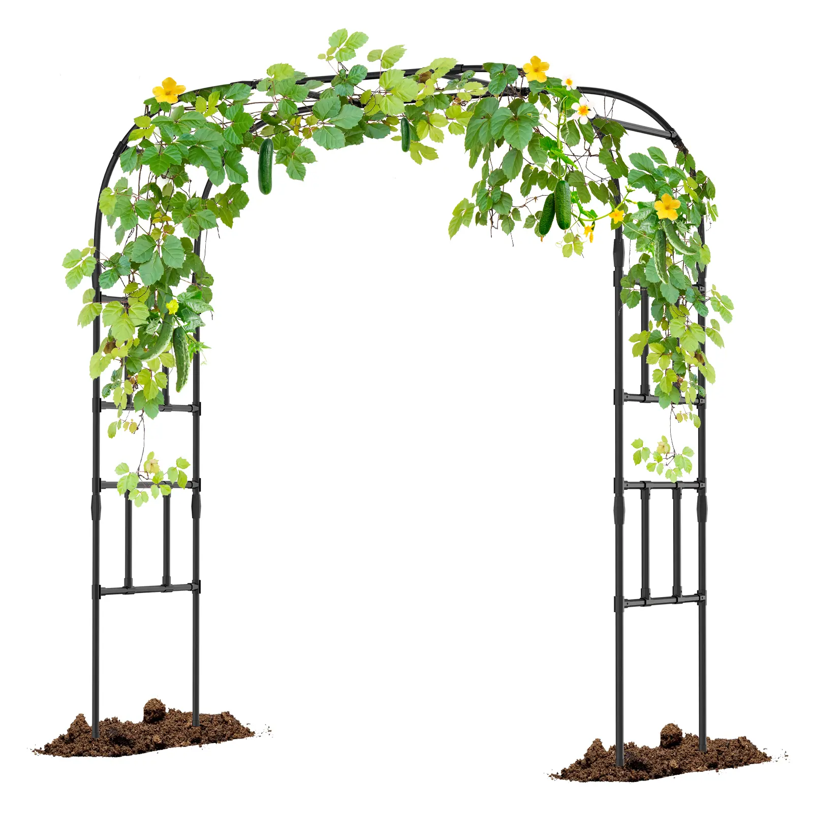 Lilypelle Heavy Duty Steel Garden Arch Trellis for Climbing Plants, 79in L x 87in H, Easy Assembly Outdoor Structure for Hanging Ornaments, Lawn Wedding Decor