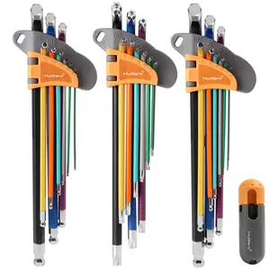 MULWARK 28pcs Allen Wrench Set Extra Long Arm & Ball End, SAE (1/16"-3/8"), Metric (1.5mm-10mm), Includes TORX (T10-T50) DIY screwdriver Hand Tools