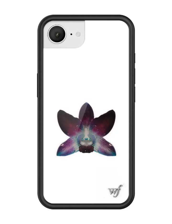 Orchid | Limited Edition iPhone Case | Raised Protective Black Bumper | Women Owned Small Business | White Durable Flower Protection Purple Vibrant Floral | Safety Casing Protective | Cellphone Cute Aesthetic Gift for Her