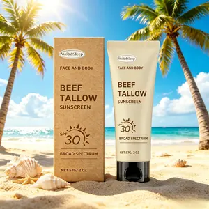 Tallow Facial Sunscreen SPF 30 with Zinc Oxide & Vitamin E | Hydrating, Water-Resistant Face & Body Cream for Daily UV Protection (57g)