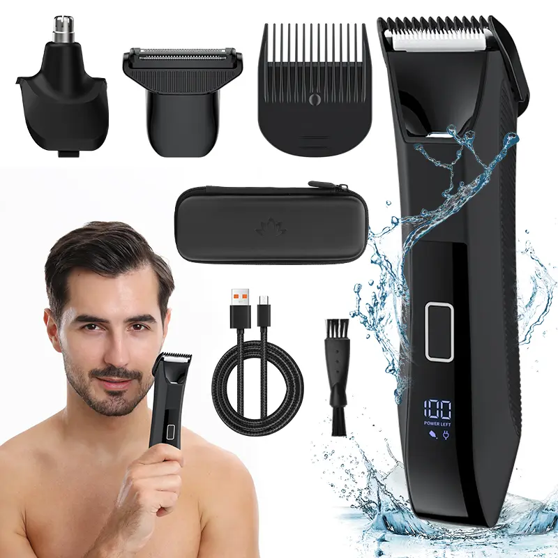 Men's All-Body Cordless Rechargeable Trimmer Kit for Armpits & Body Hair Trimming, 600mAh Battery Operated Hair Trimmers & Clippers, IPX6 Anti-Nick Waterproof, USB Rechargeable, 100 Mins Runtime, Portable Handheld Hair Trimmers & Clippers