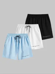 Menswear Letter Print Drawstring Waist Pajama Shorts, Regular Fit Casual Comfy Soft Pocket Sleep Shorts, Mens Shorts, Shorts for Men, Summer Lounge Bottoms, Loungewear, Summer Clothes, Nightwear, Mens Fashion, Comfy Fabric, Lounge Pajamas