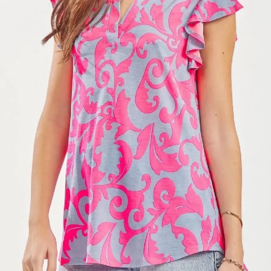 Dear Scarlett Lizzy Flutter Sleeve Top Lavender C0028