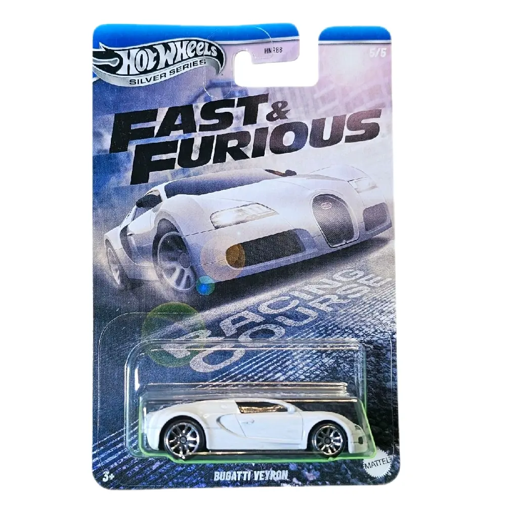 Hot Wheels Fast & Furious Silver Series Diecast Cars - White Bugatti Veyron Collectible Model Car