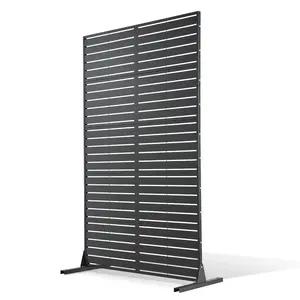 VEVOR Metal Privacy Screen, 44" W x 72" H Freestanding Modern Privacy Fence, Garden Divider Panel with Extended Base & Reinforcement Fixed, Freestanding Outdoor Divider for Garden, Indoor, Courtyard
