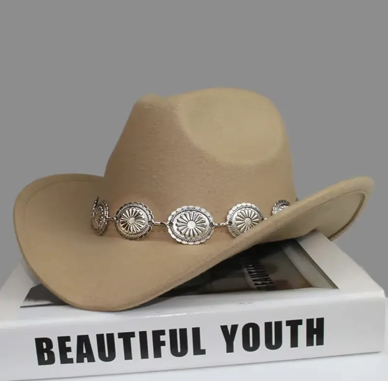 Men Women Western Cowboy Suede Hat Wide Brim Sunhat Party Travel Outdoor Cap Classical Retro