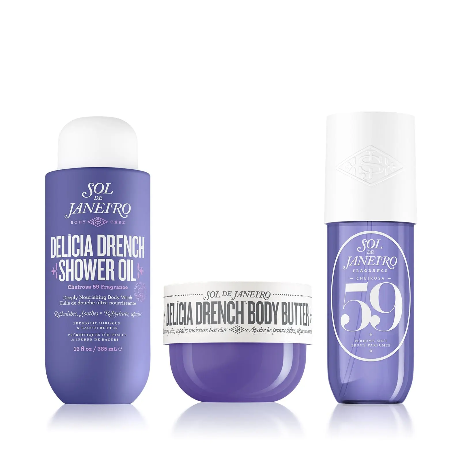Sol de Janeiro Deep Moisture Routine, 3-Piece Deluxe Skin Care Kits with Hydrating Moisturizer & Clean Ingredients for Velvet Softness, Vanilla Orchid & Sandalwood Scent, Scented