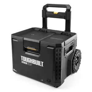ToughBuilt Portable 2-in-1 Rolling Tool Box, Wheels & Stackable Design, Black ToughBuilt Portable 2-in-1 Rolling Tool Box, Wheels & Stackable Design, Black