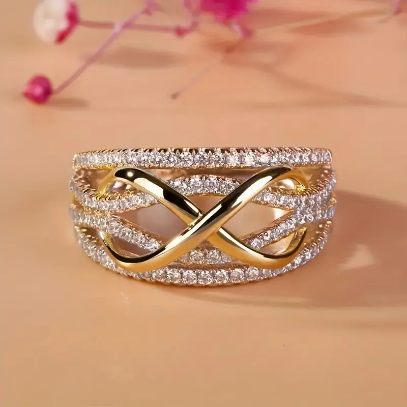 Women's Exquisite Fashion Synthetic Zirconia-Inlaid Infinity Ring - Wedding Engagement Promise Jewelry, Infinity Rings, Infinity Ring Rings