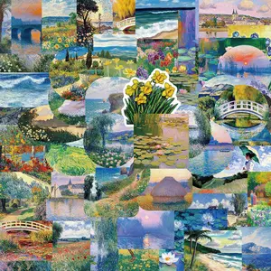 Vintage Oil Painting Pattern Sticker, 56pcs/set Vinyl Waterproof Painting Style Sticker, Lovely Gift To Friends, Artist Decals